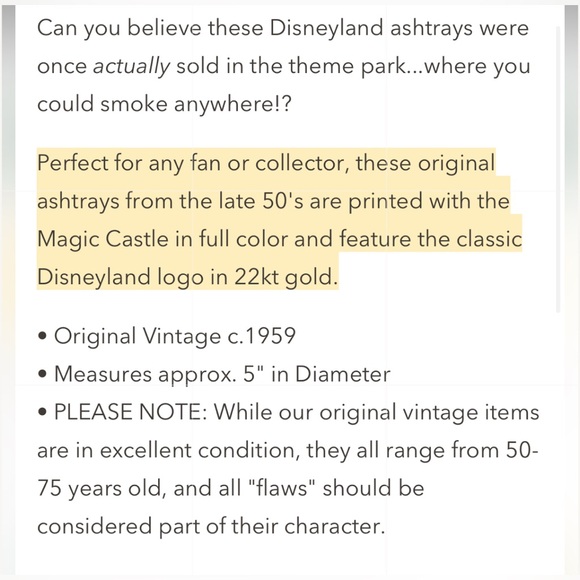 Disneyland Vintage 1959 Souvenir Ceramic Ash Tray Plate Sleeping Beauty Castle - Picture 10 of 10